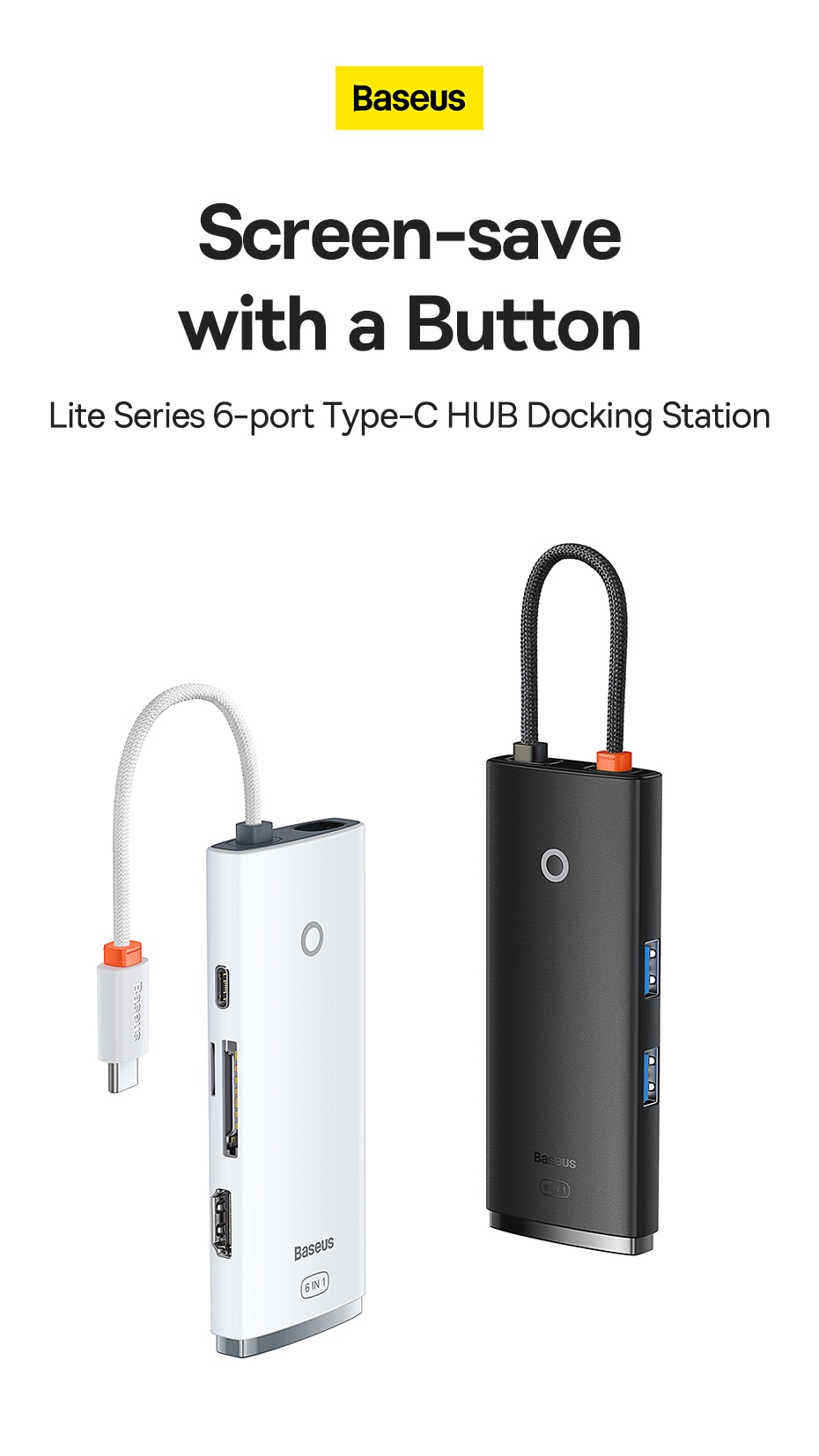 Hub chuyển Baseus Lite Series 6-Port Type-C HUB Docking Station- hàng chính hãng