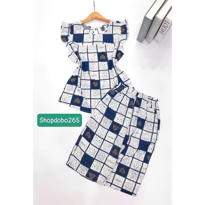 Đồ bộ nữ,đồ ngủ mặc nhà lửng tay cánh tiên vải lanh mềm,mát BL 169 hoạ tiết dễ thương size 45-70kg