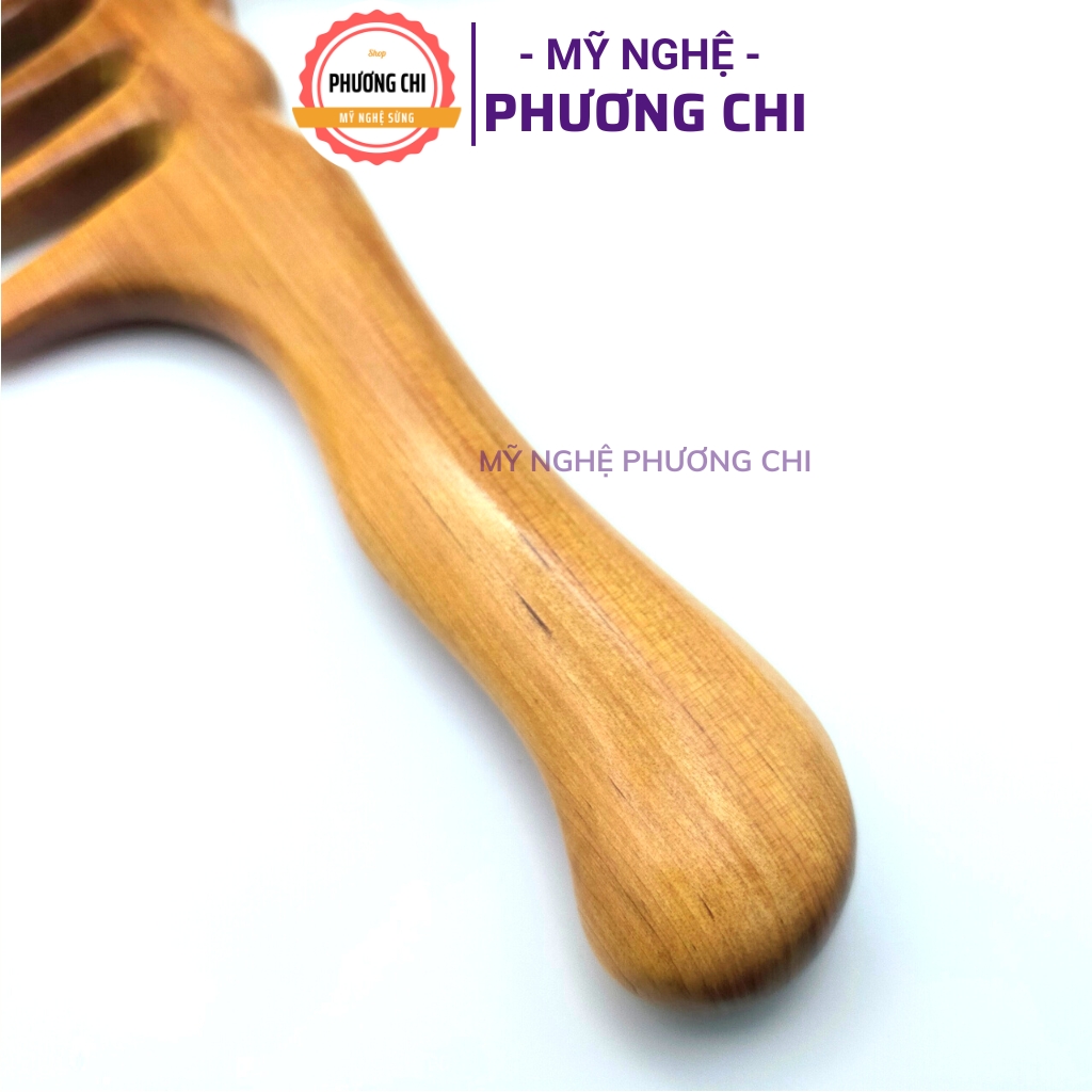 Lược răng thưa bằng gỗ thơm dùng massage đầu ấn huyệt, lược chải tóc gỡ rỗi | Mỹ Nghệ Phương Chi