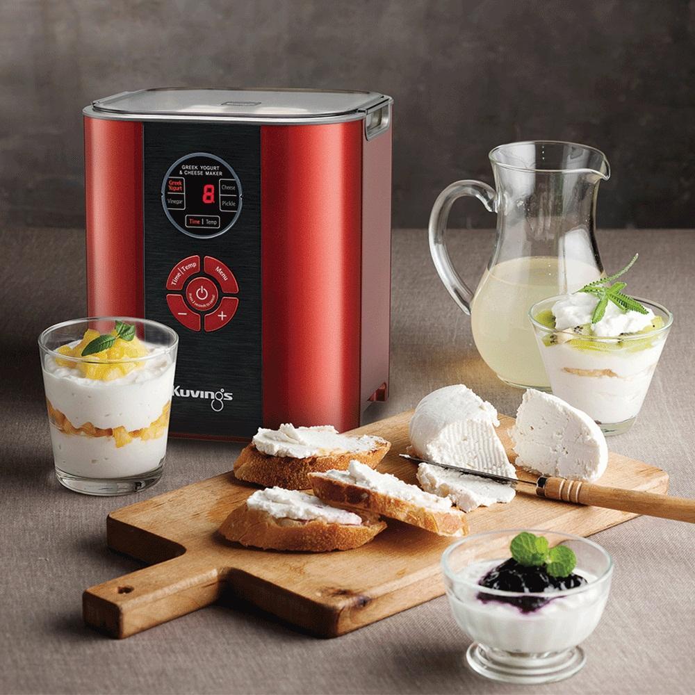Máy làm sữa chua và pho mát Kuvings KGC-712CB Màu đỏ - Tặng Máy xay sinh tố Kochstar KSEBD-1000 - Hàng chính hãng