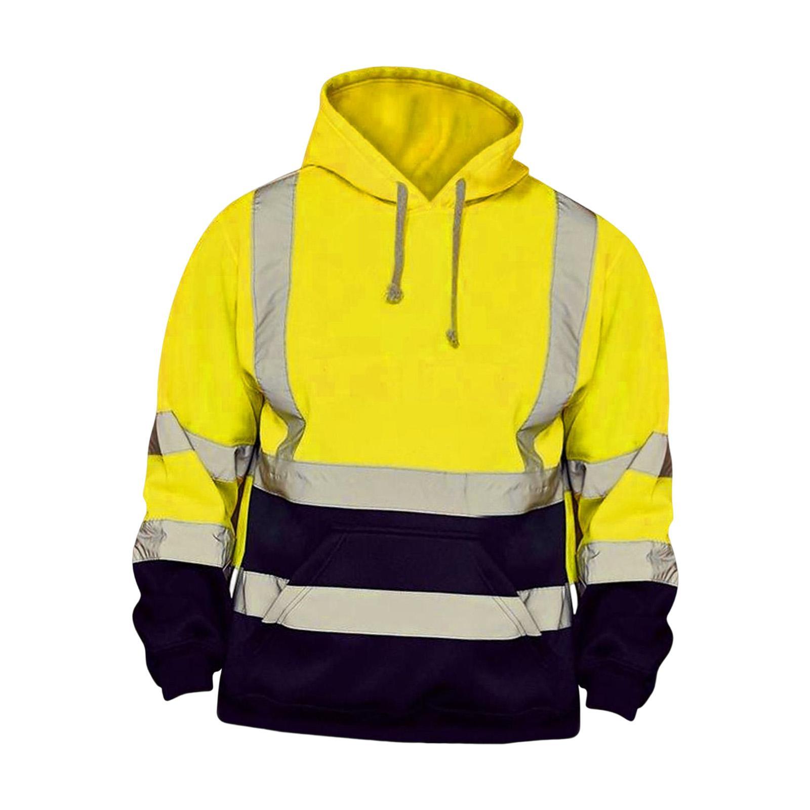 High Visibility Work Jacket Coat Mens Hoodie Sweatshirt for Roadside