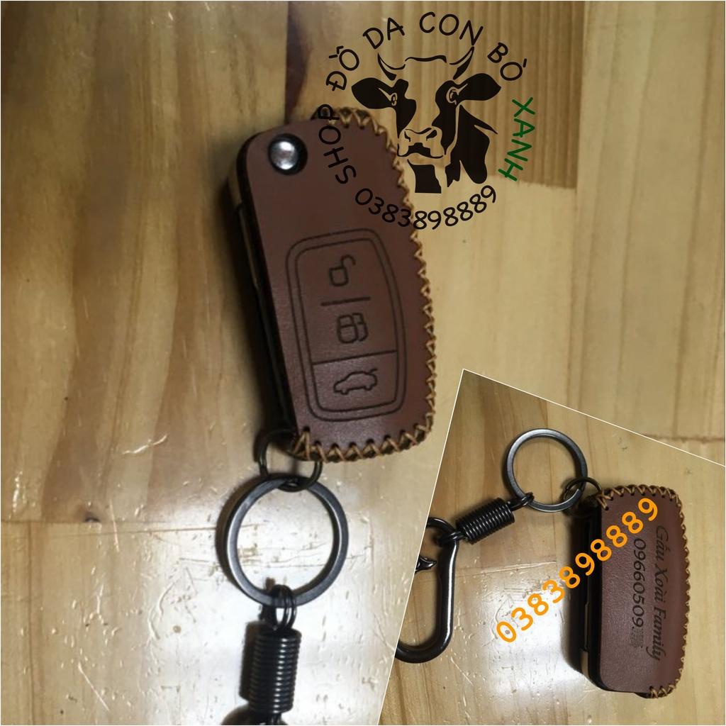 Bao da dành cho chìa khoá Ford Ecosport, Fiesta, Focus, Mondeo chìa Gập handmade da thật 001