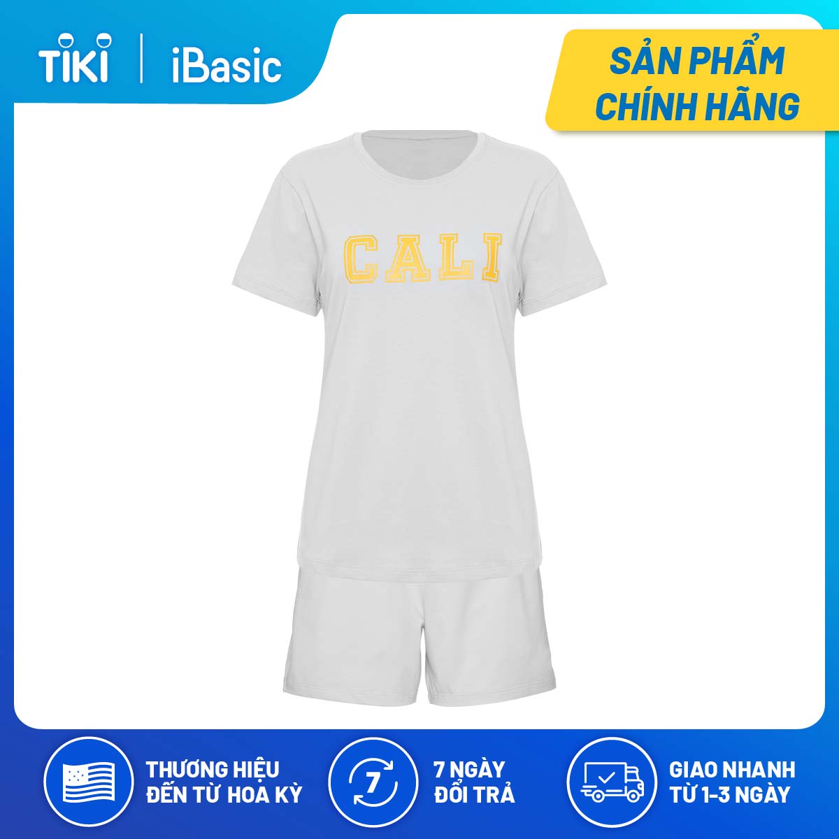 Bộ mặc nhà nữ tay ngắn in chữ California summer iBasic HOMY036T/HOMY037T và quần HOMY036B/HOMY037B
