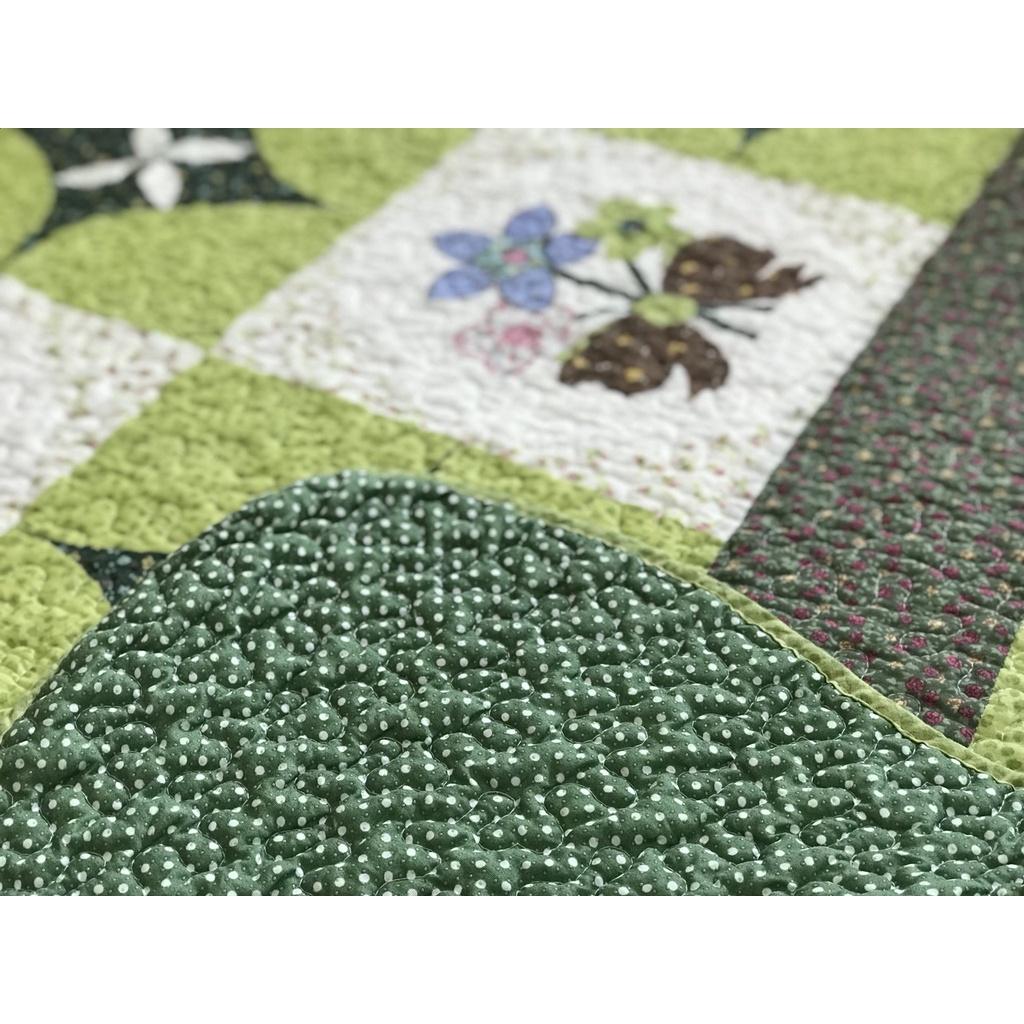 Thảm lót sàn - Ô vuông trắng xanh viền xanh lá- TLS063