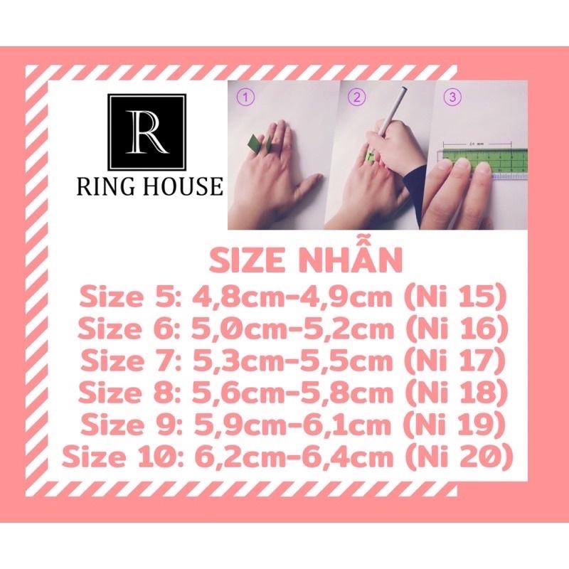 Nhẫn titan nữ nam vuông đính ngọc đẹp Ring House