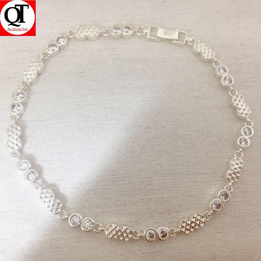 Lắc tay nữ bạc ta bản nhỏ dễ thương gắn đá cobic cao cấp trang sức Bạc Quang Thản - QTLTNU15