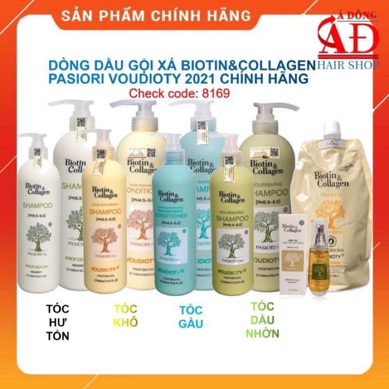 [500ml*2] Cặp dầu gội xả Biotin &amp; Collagen Trắng Pasiori phục hồi ngăn rụng kích thích mọc tóc