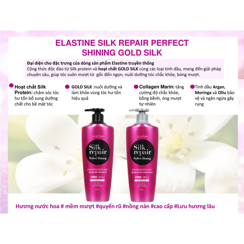 [Mua 10 tặng 2] 12 gói dầu gội chăm sóc và nuôi dưỡng tóc Elastine Silk Repair - dưỡng chất Gold Silk hương nước hoa- gói 6ml