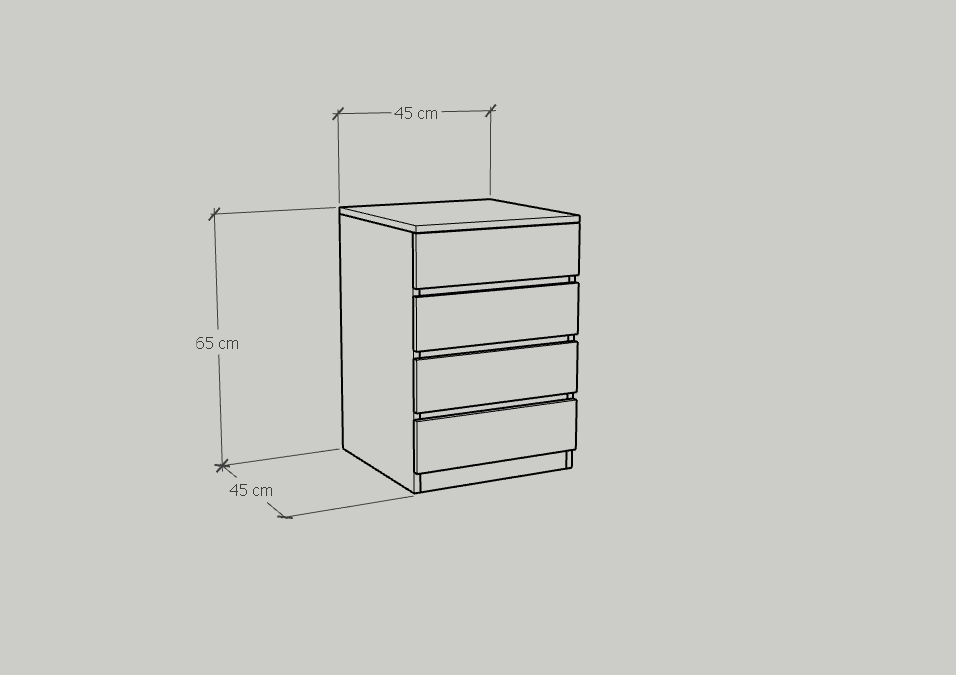 [Happy Home Furniture] OLA, Tủ lưu trữ 4 ngăn kéo, 45cm x 45cm x 65cm ( DxRxC), THK_094