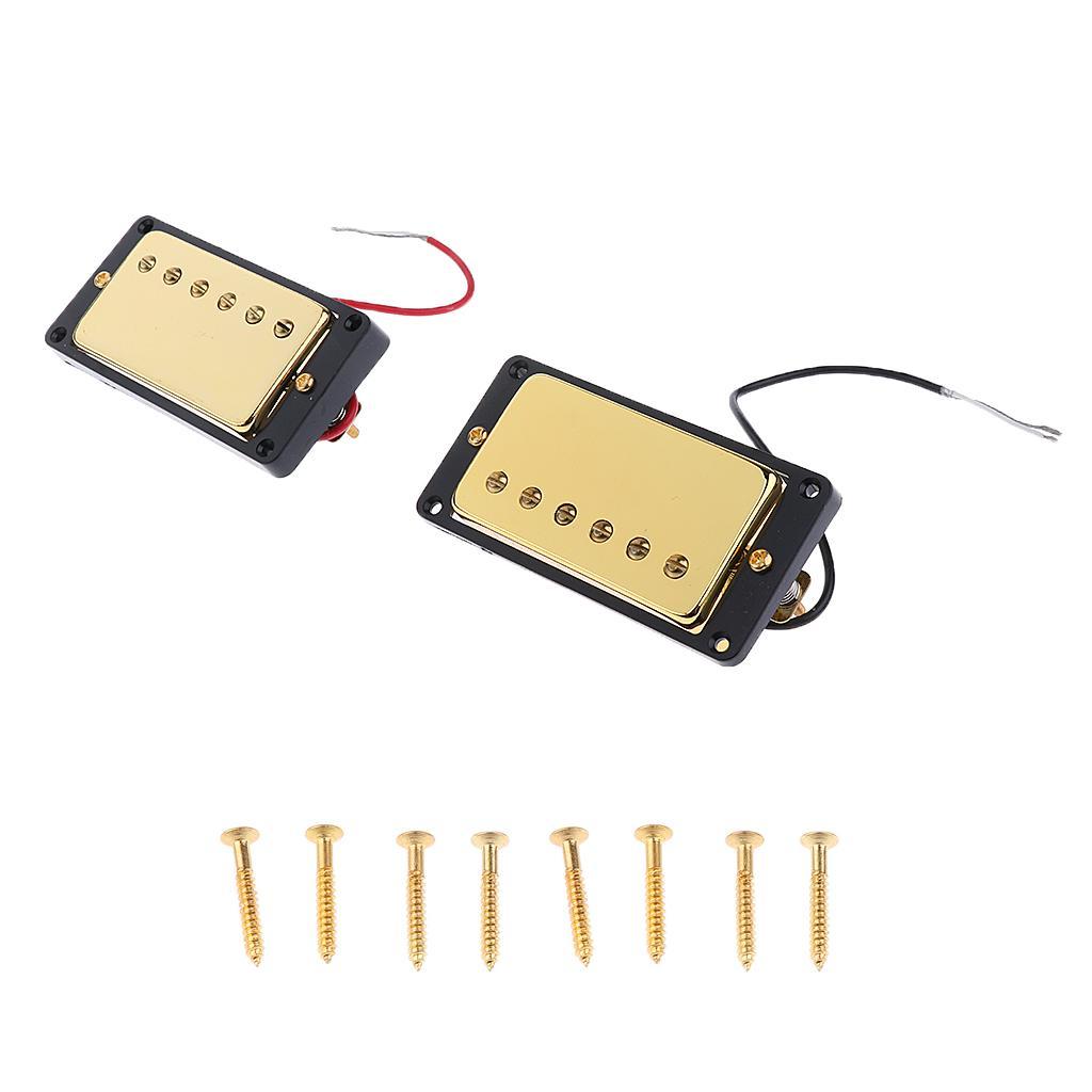 Gold Bridge Tailpiece + Sealed Humbucker Pickup Set for Les Paul Guitar