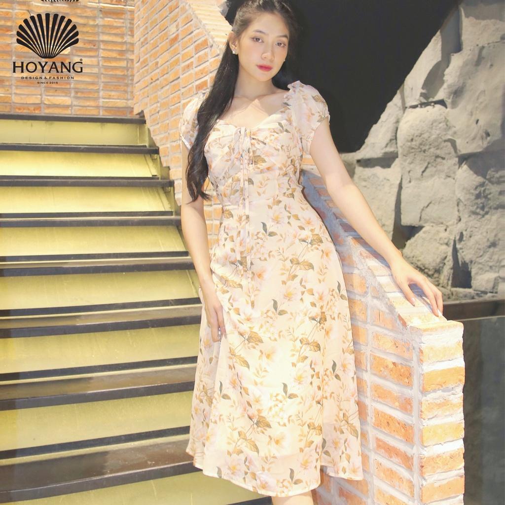 Váy Hoa Chiffon Phong Cách Vintage HOYANG D126