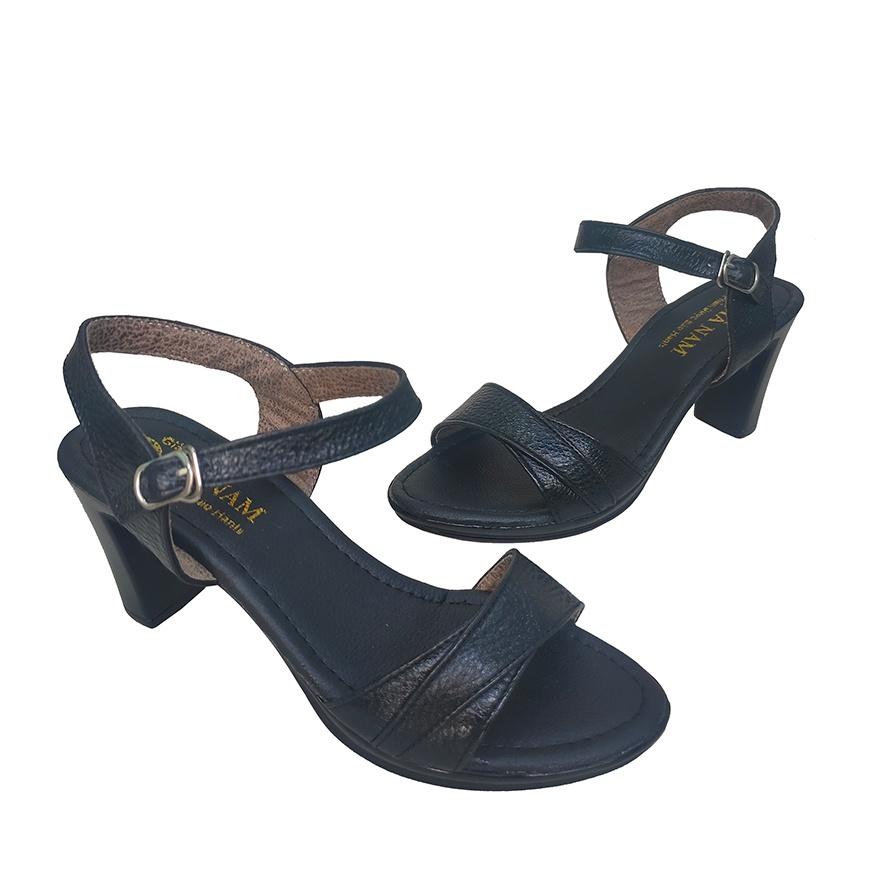 Giày Sandal Nữ Cao Gót Da Bò Thật TiTi ĐÔ Cao Cấp 7cm DNU2129d