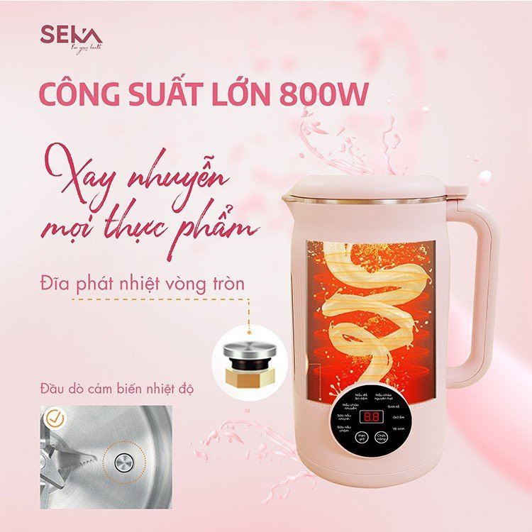 Máy Làm Sữa Hạt Mini Đa Năng 8 in 1 SEKA SK320 PRO 1,2 Lít Lưỡi Dao 10 Cánh - Hàng Chính Hãng