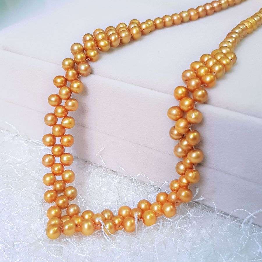 Vòng Cổ Ngọc Trai Nước Ngọt Thiên Nhiên Cao Cấp - Trái Tim Vàng Son - Trang Sức Cô Tấm - GOLDEN PEARL - CTJ0212 - Vàng