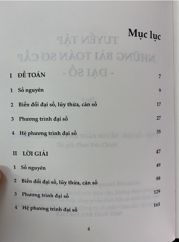 Sách - Tuyển tập những bài toán sơ cấp đại số Tập 1