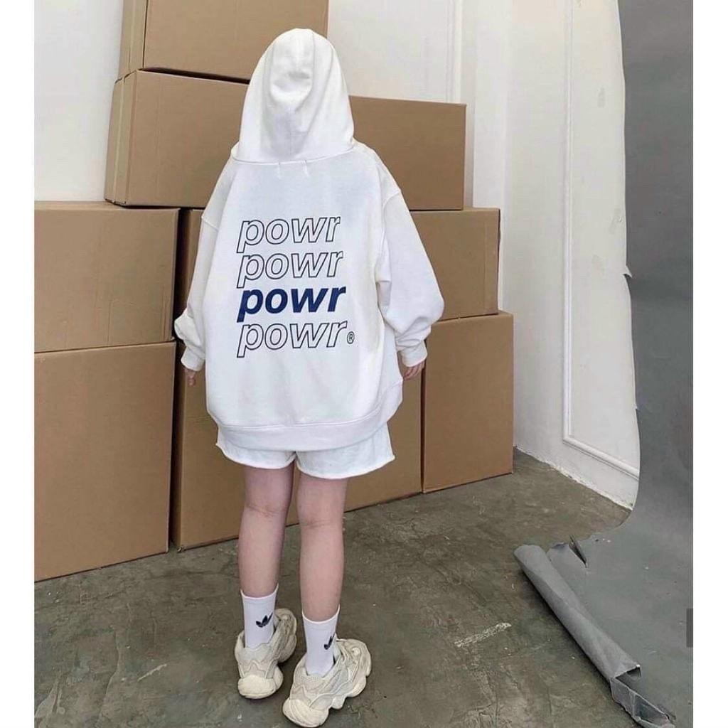Áo hoodie Nam Nữ form rộng POWR dây kéo thời trang chất nỉ ngoại tp0036