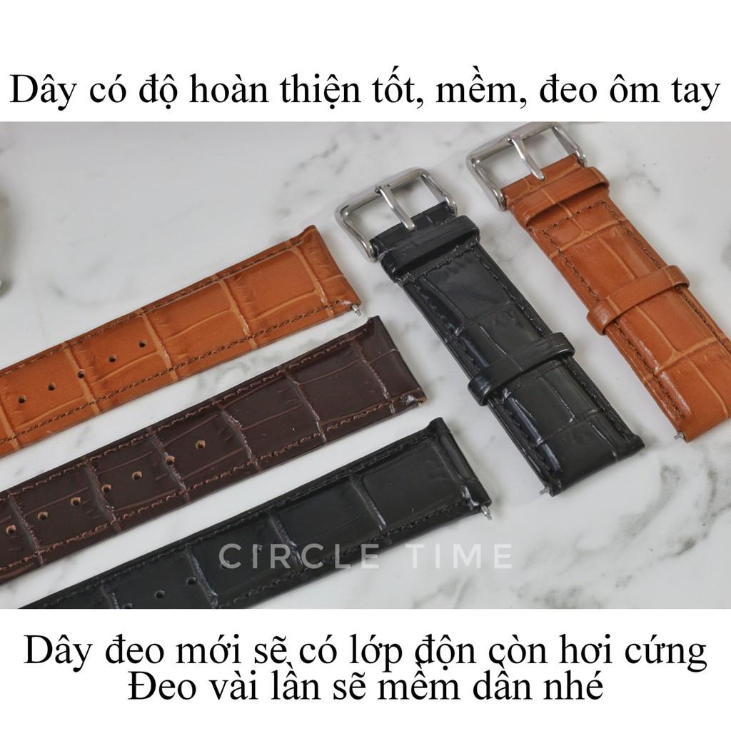 Dây đồng hồ da cá sấu vân bóng size 18/20/22 chốt thông minh