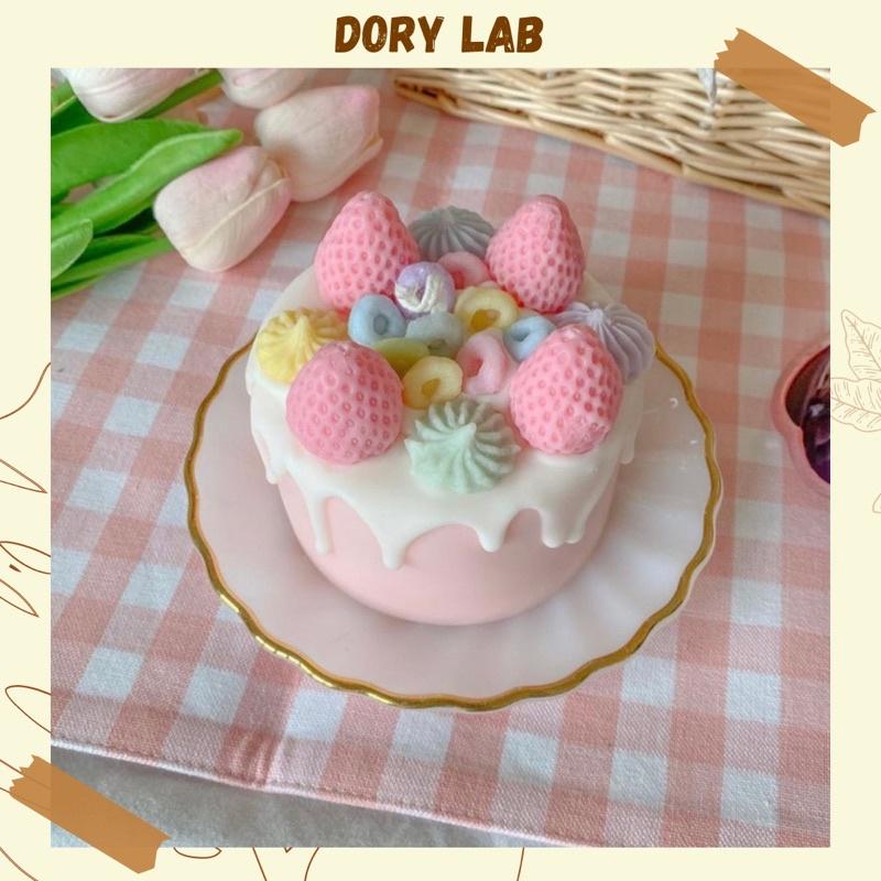 Nến Thơm Handmade Bánh Kem Dâu Tây Ngũ Sắc Mix Topping, Quà Tặng Độc Đáo - Dory Lab