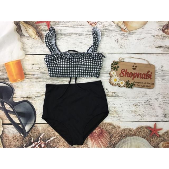 Bikini caro 2 dây bèo siêu dễ thương