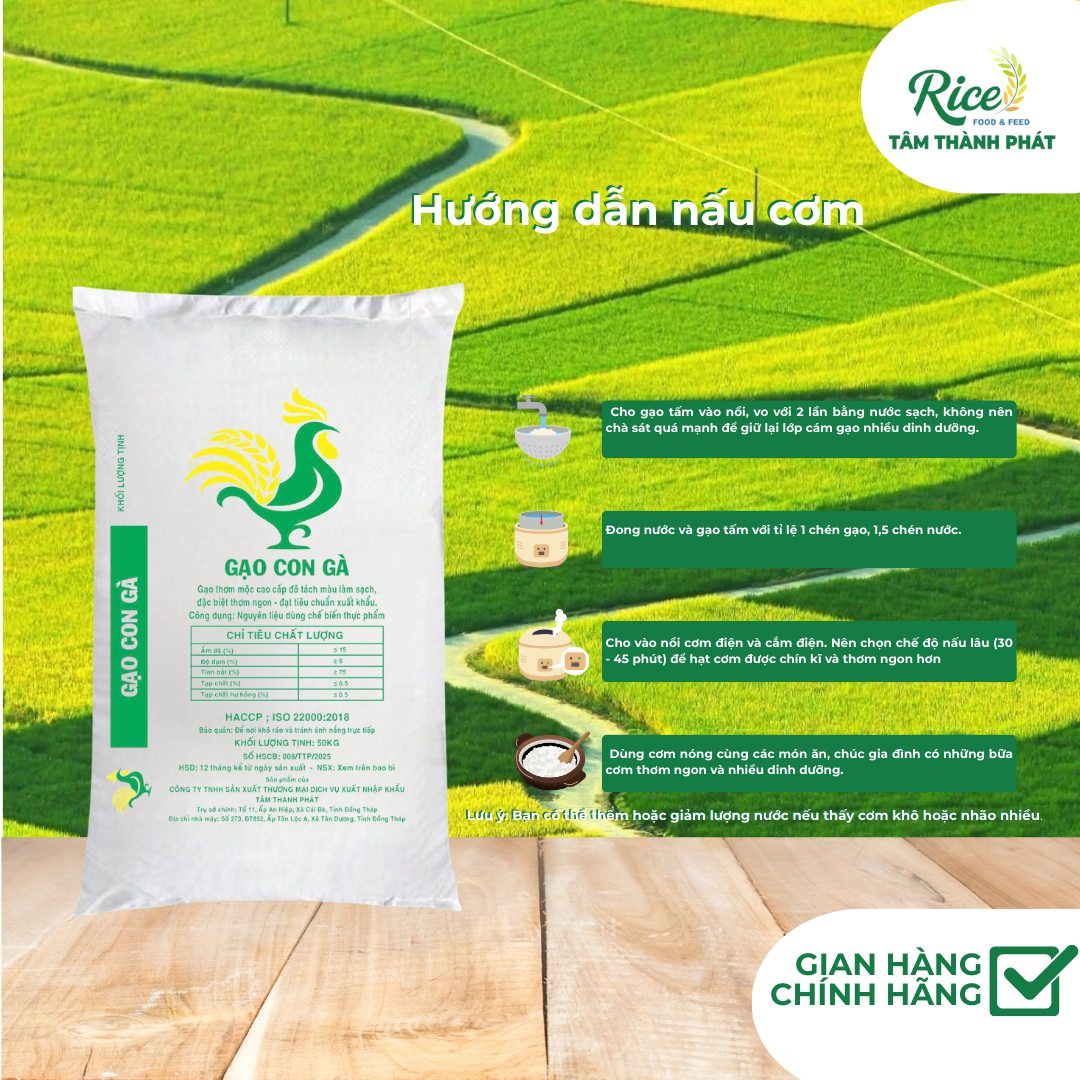 25KG GẠO THƠM MỘC CAO CẤP - HIỆU CON GÀ