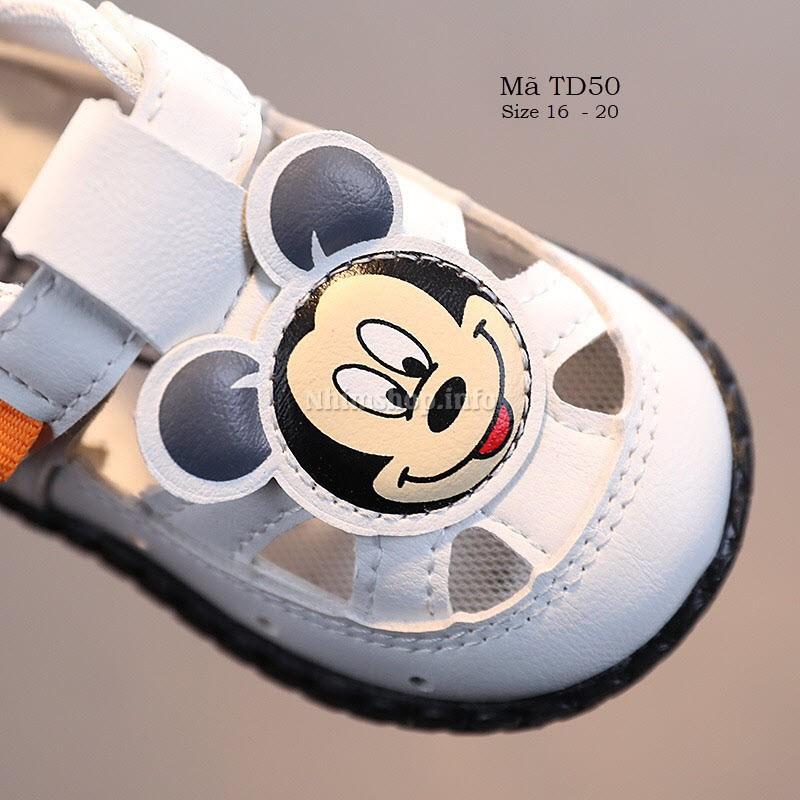 Dép tập đi cho bé/giày tập đi bé trai bé gái 0 - 18 tháng hình mickey đế cao su mềm êm kiểu Hàn Quốc chống trơn TD50