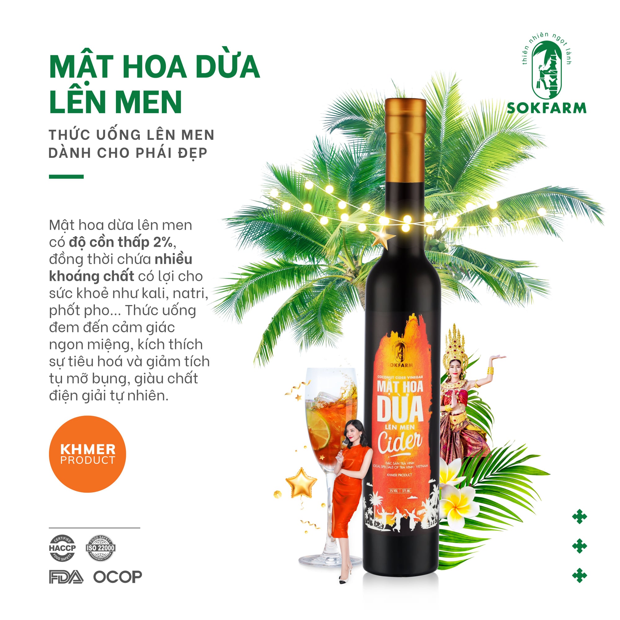 Cider mật hoa dừa Sokfarm - Thức uống lên men dành cho phái đẹp