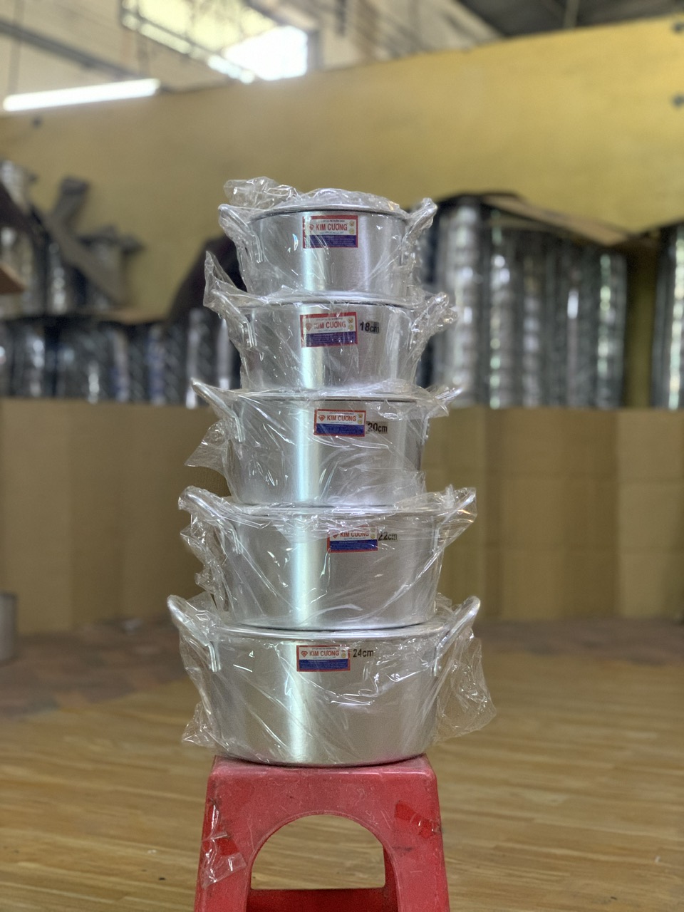 Bộ nồi Kim Cương ( ĐB ), (16, 18, 20, 22, 24cm) NN5DB,  bộ nồi gồm 5 cái size 16cm, 18cm, 20cm, 22cm, 24cm