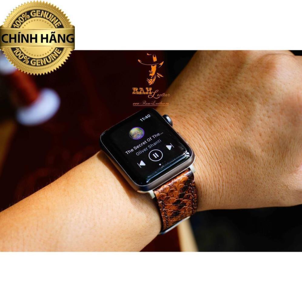DÂY ĐỒNG HỒ DA THẬT RẰN RI VÀNG DÀNH CHO APPLE WATCH - RAM LEATHER CHÍNH HÃNG