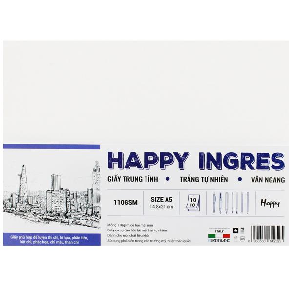 Bộ 10 Tờ Giấy Vẽ A5 110gsm - Happy Ingres HA110A5