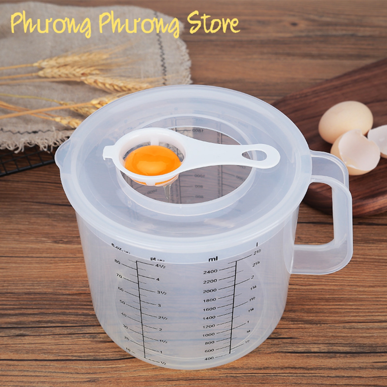 Ca đánh kem / sinh tố có vạch chia ml in đậm - 2500ml