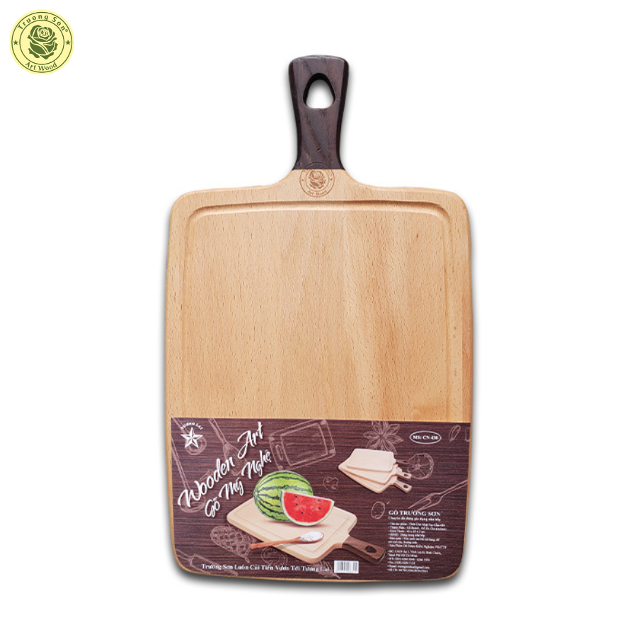 Thớt Gỗ Beech Tay Cầm Hình Chữ Nhật CN395 - Đồ Dùng Gia Dụng Nhà Bếp Thương Hiệu Trường Sơn