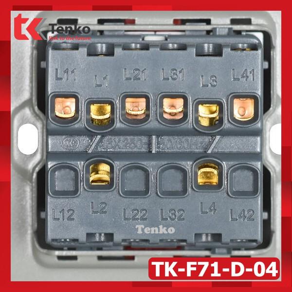 Công Tắc 4 Hạt Âm tường Mặt Kính Cường Lực Chống Xước - Chống Va Đập Thương Hiệu Nhật Bản Tenko TK-F71-D-04 Màu Trắng