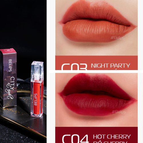 Combo son kem lì mỏng mịn mềm môi C03 Night Party+ C04 Hot Cherry Belips City At Night