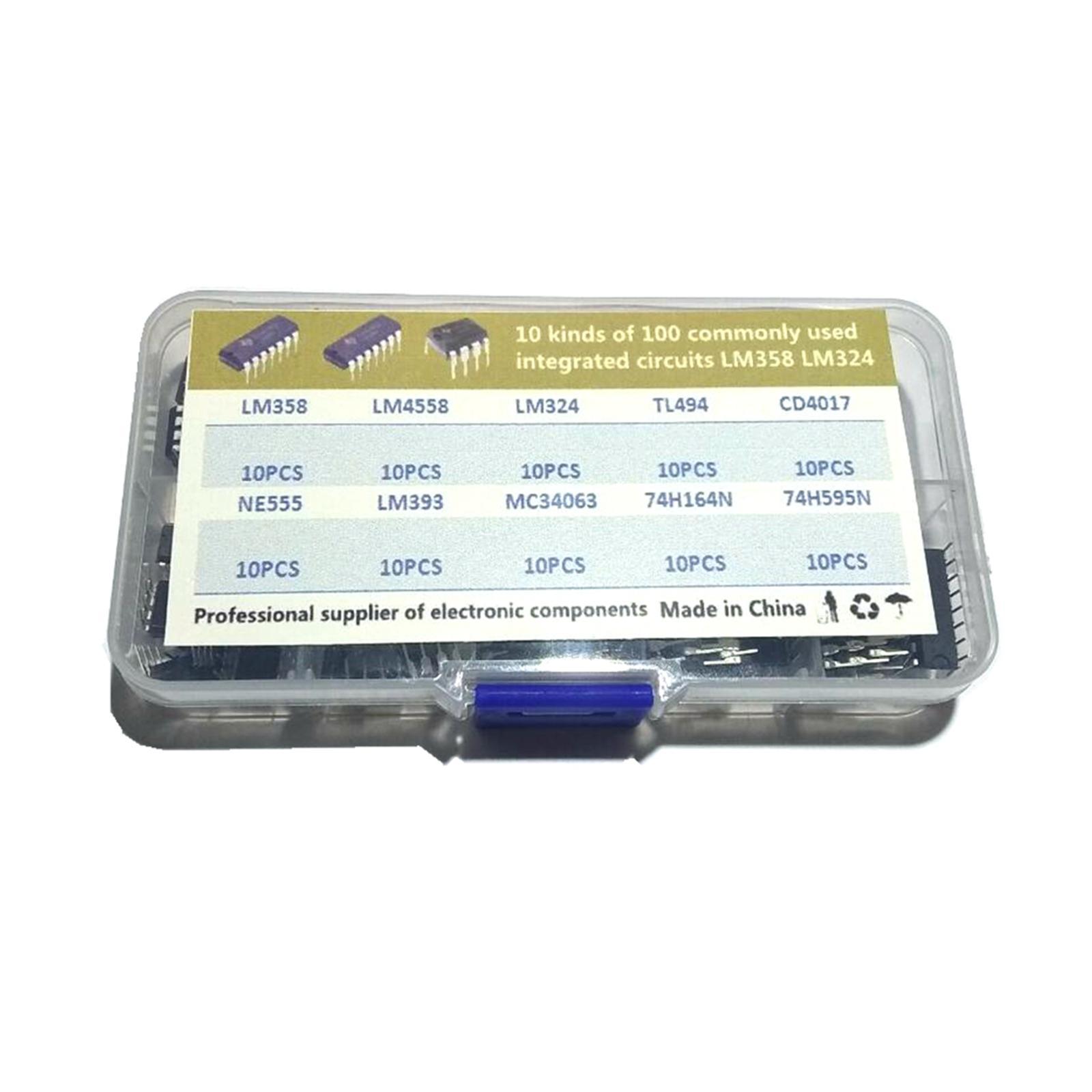 100Pcs 10 Values IC Assortment Kit Easy to Storage Practical Accessories