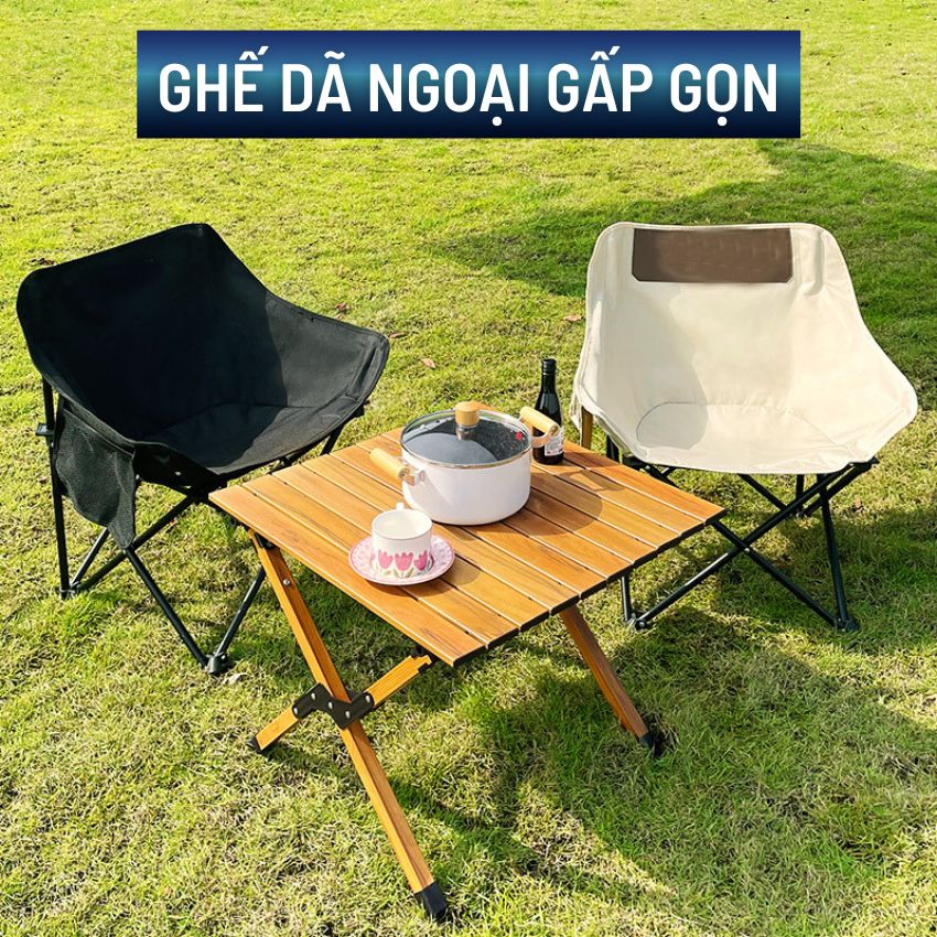 Ghế xếp dã ngoại gấp gọn đi cắm trại câu cá khung thép cacbon chịu lực 120kg