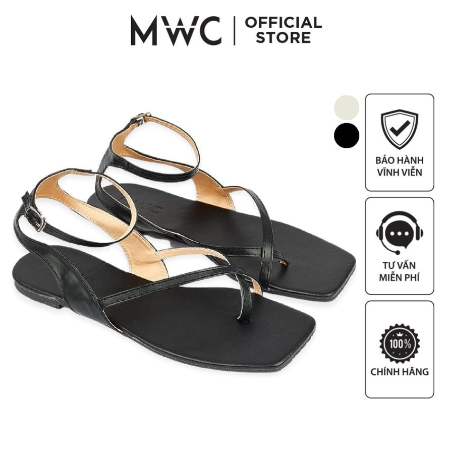 Giày Sandal Nữ MWC 2864 - Giày Sandal Xỏ Ngón Quai Chéo Phối Dây Mảnh Ôm Chân Đế Bệt Thời Trang