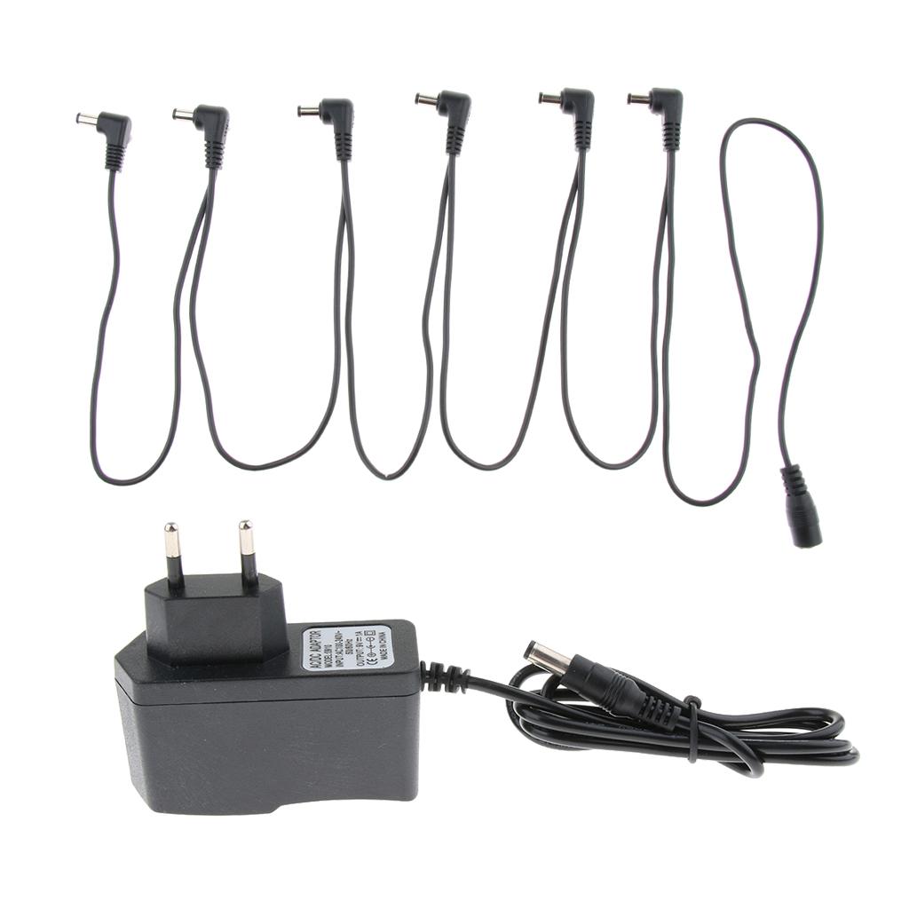 1 to 6 Way Guitar Effect Pedals Power Supply Cable + Adapter