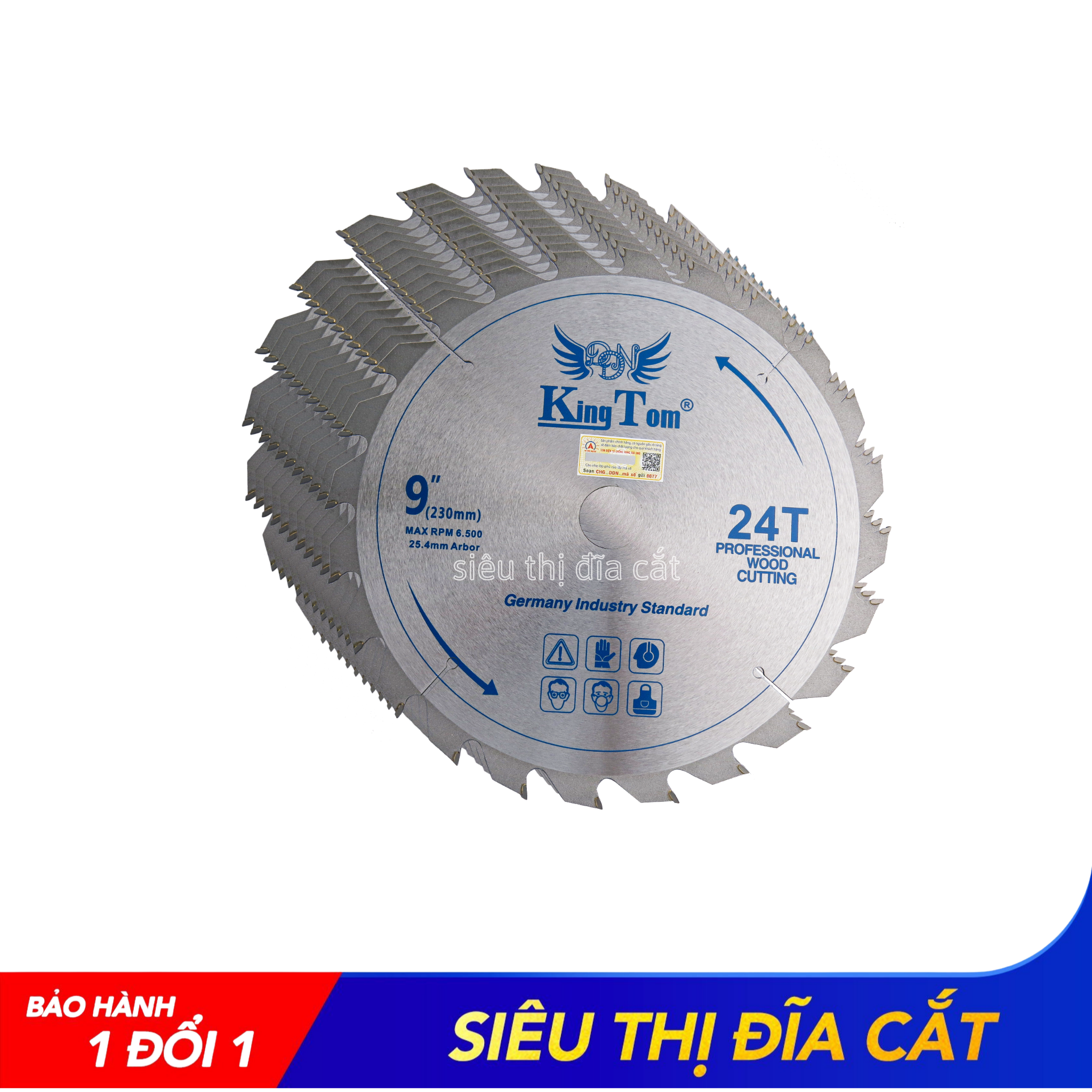 Lưỡi Cưa - Lưỡi Cắt Gỗ Cao Cấp 230-24 Răng KingTom - Chuyên Cắt Gỗ Cứng, Gỗ Có Đinh