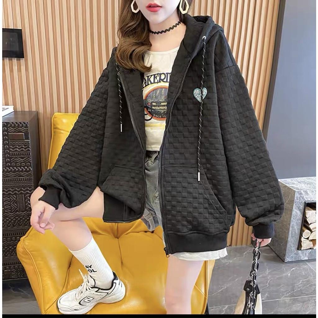 ÁO KHOÁC NỈ 1 LỚP THÊU HÌNH TRÁI TIM DẬP QUẢ TRÁM SIÊU ĐẸP HOT TREND