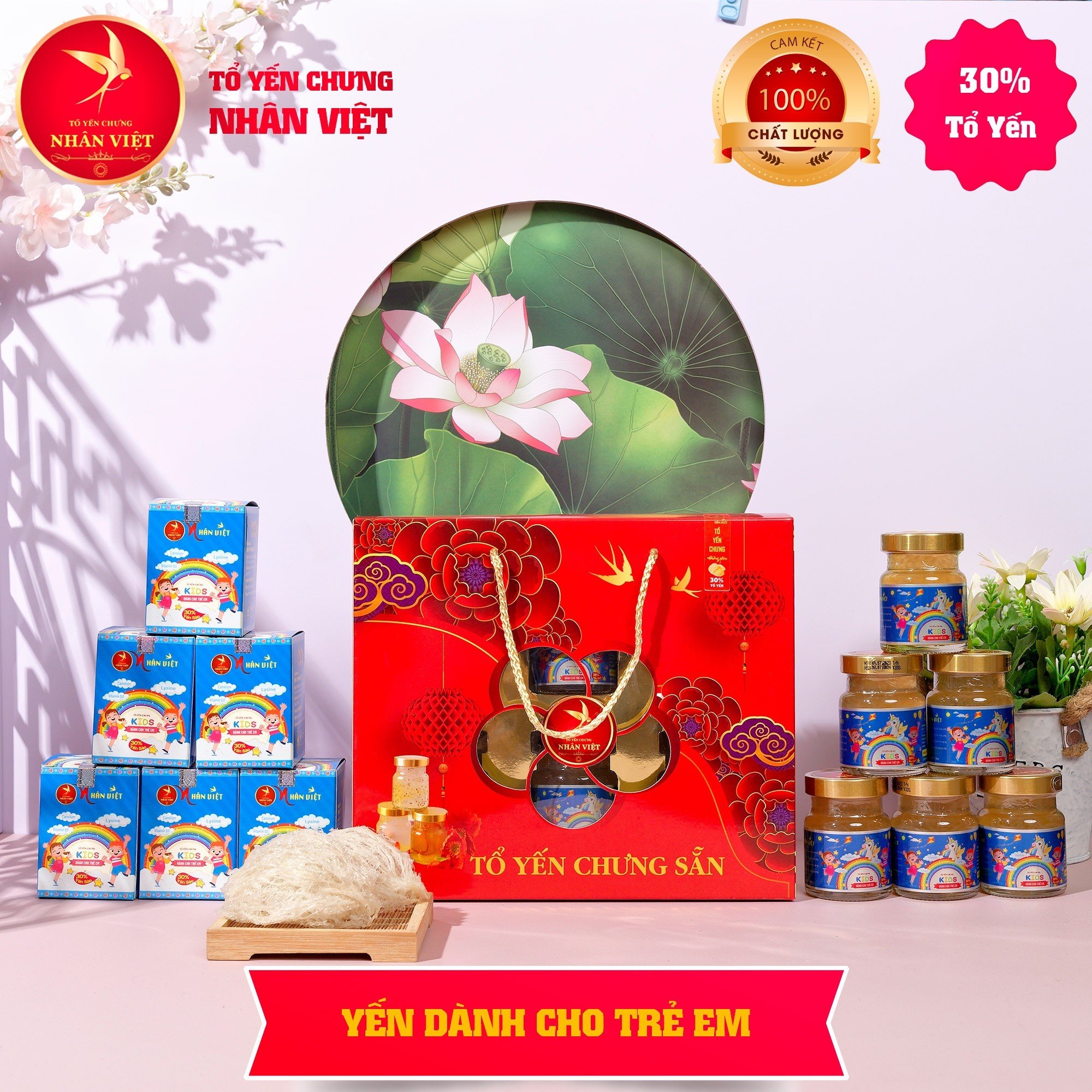Hộp Quà 6 Hũ Yến Sào Cho Bé Nhân Việt Kids 30% Yến Giúp Bé Ăn Ngon, Cao Lớn Hũ 70ml
