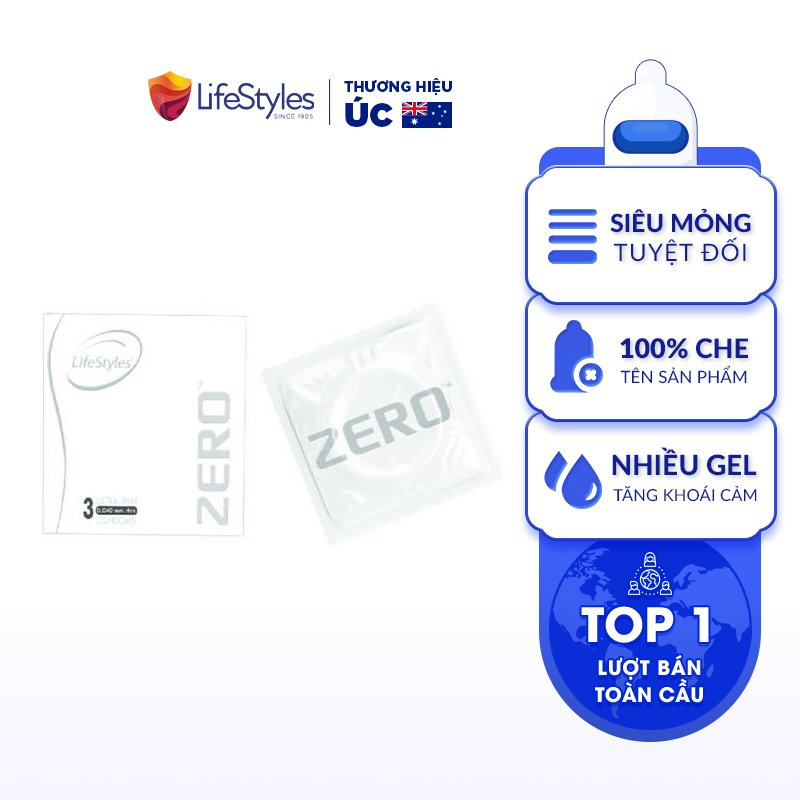 Bao cao su siêu mỏng LifeStyles Zero