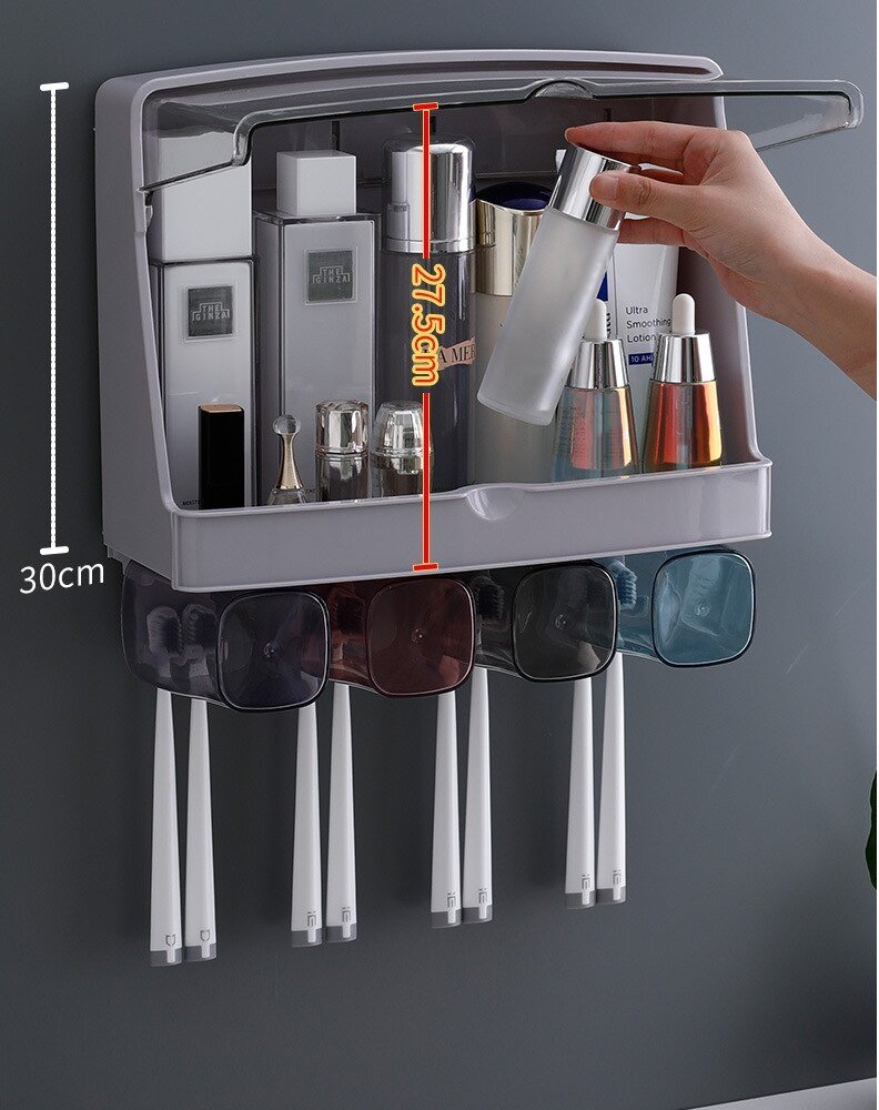 Kệ đựng mỹ phẩm kèm 4 ly đánh răng