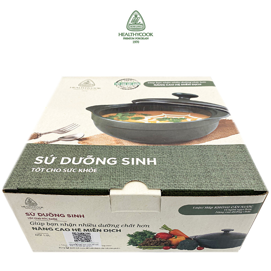 Nồi Dưỡng Sinh Gốm Sứ Minh Long Luna 2.0 L + Nắp (bếp từ)