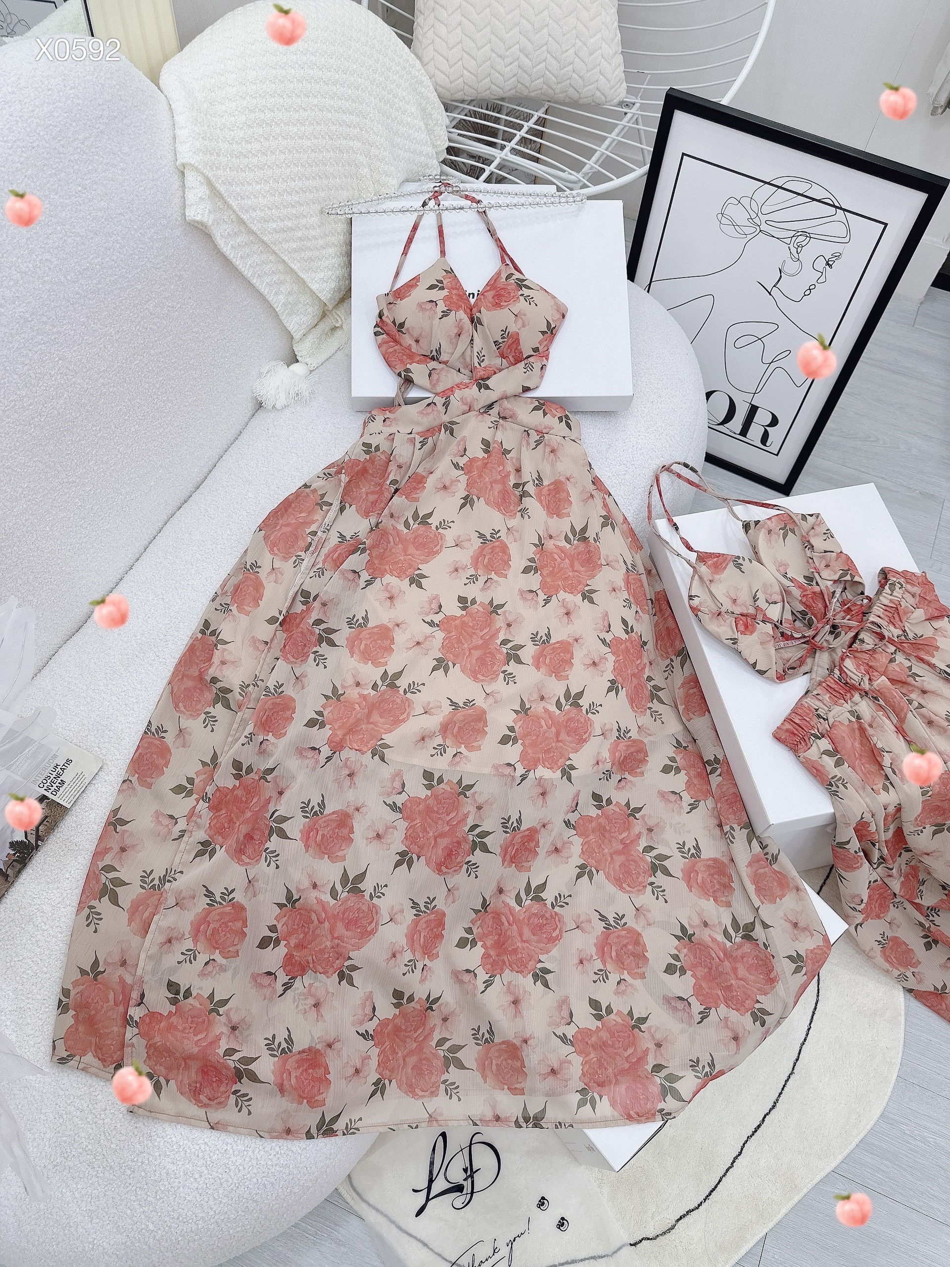 ĐẦM DÀI ĐI BIỂN DÂY YẾM MAXI SUÔNG XÒE HOA FLORAL XẺ TÀ ĐÙI DẠO PHỐ DỰ TIỆC