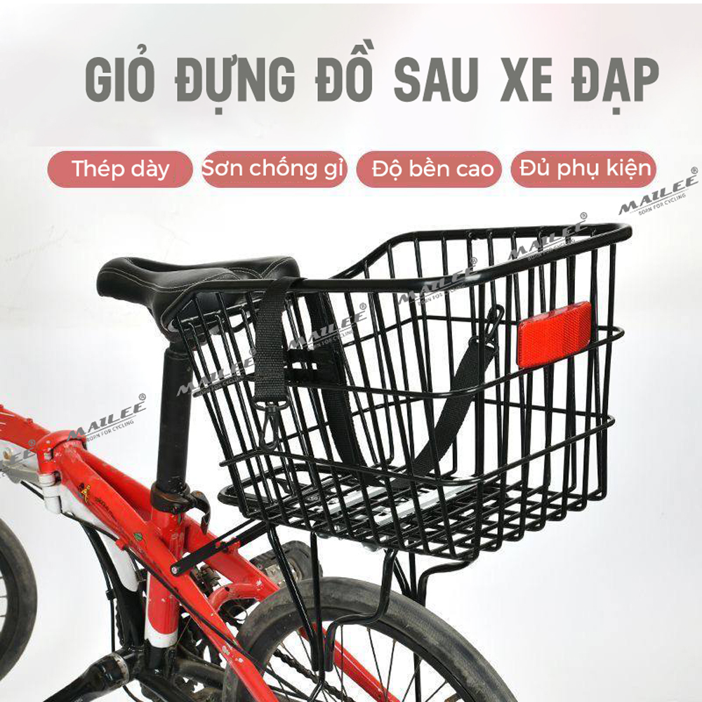 Giỏ Sau Xe Đạp GX-029 Thép Kim Loại - Chứa Đồ, Hành Lý, Dùng Đi Phượt, Phù Hợp MTB Có Baga (full phụ kiện + kèm dây) - Mai Lee