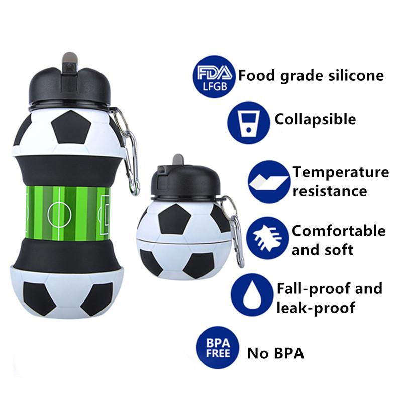 Sáng Tạo Thể Thao Bóng Đá Gấp Nước Chống Rò Rỉ Chống Rơi Di Động Silica Gel Ấm Siêu Tốc Văn Phòng Du Lịch Trường Kid Nước