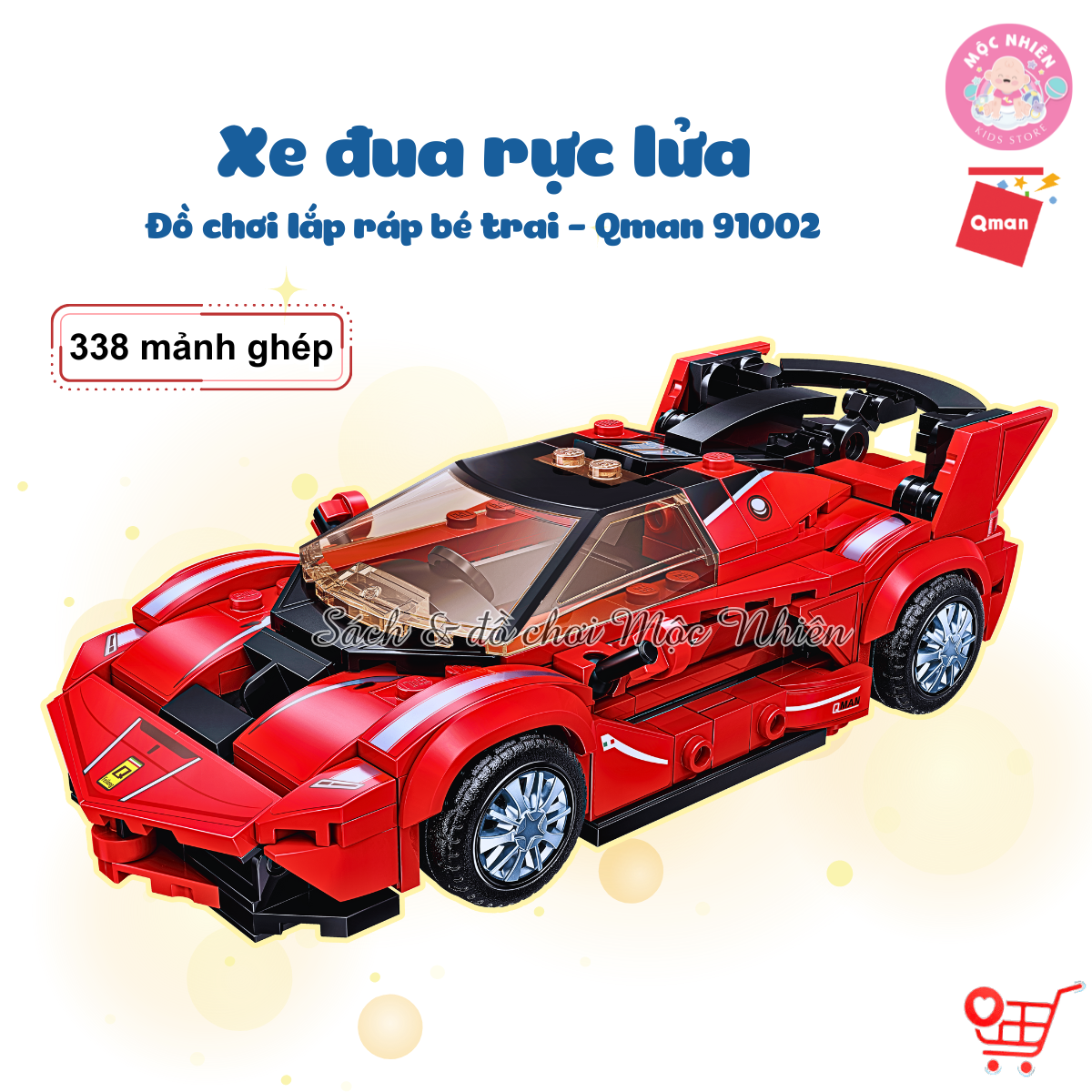 Đồ Chơi Xếp Hình, Lắp Ráp Qman 91002 - Xe đua rực lửa (338 mảnh ghép)