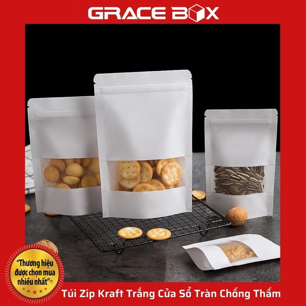 Túi Zip Kraft Trắng Cửa Sổ Tràn Chống Thấm