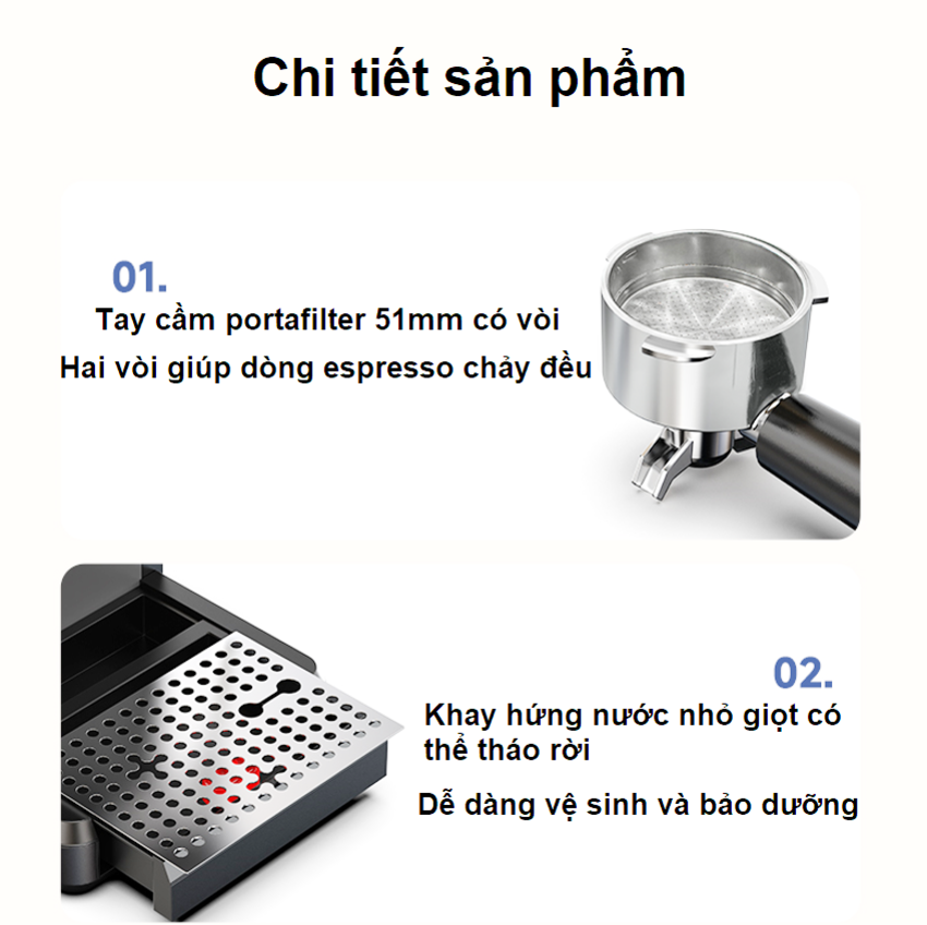 Máy pha và xay cà phê bán tự động 3 trong 1 Espresso, Cappuccino, Latte thương hiệu Mỹ cao cấp HiBREW H20 - Công suất 1500W 20bar - Hàng chính hãng
