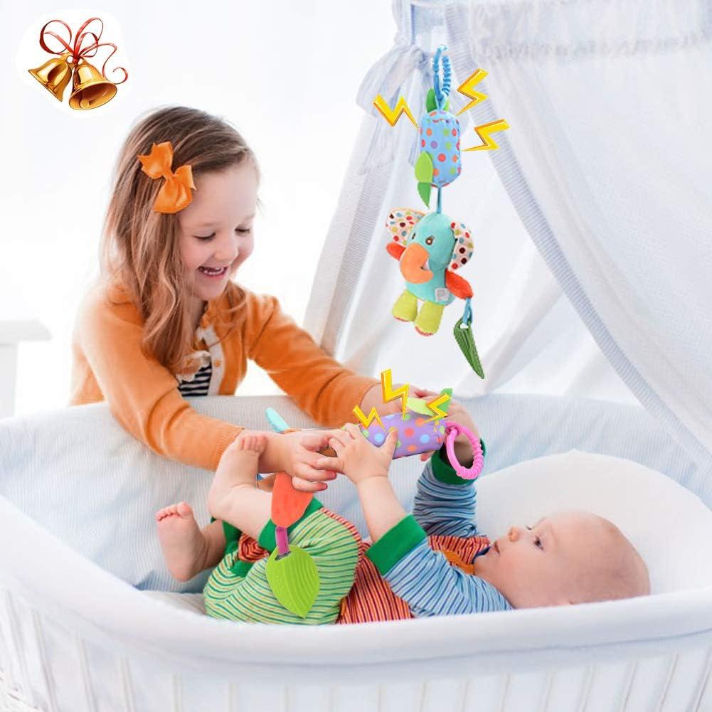 Đồ chơi xe đẩy em bé, thú nhồi bông 6 phần có chuông, hình lục lạc để treo trên giường, nôi hoặc ghế ô tô, đồ chơi giáo dục cho trẻ sơ sinh và trẻ mới biết đi
